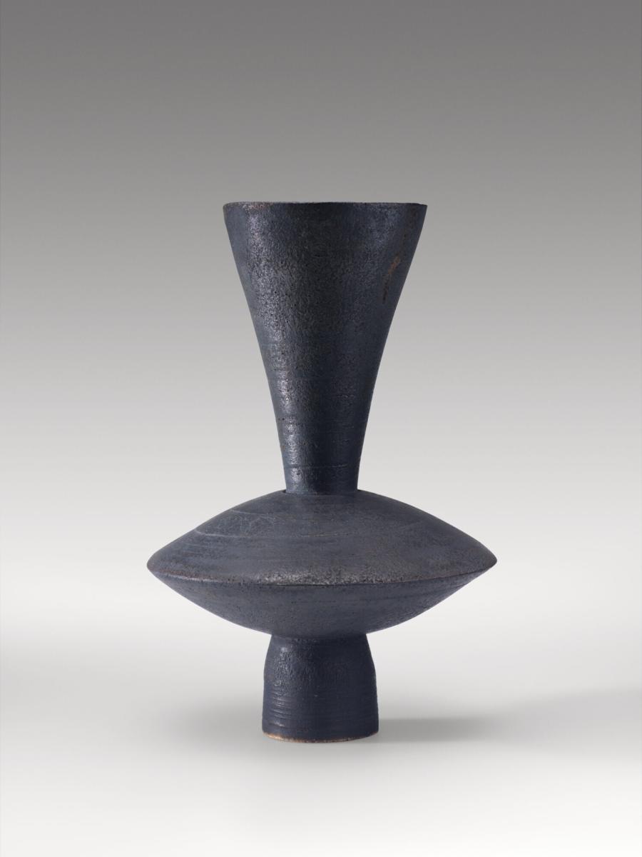 Tall vase with discus-shaped belly