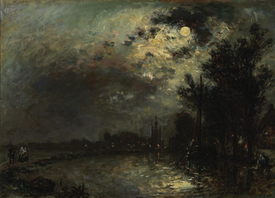 View on Overschie in Moonlight