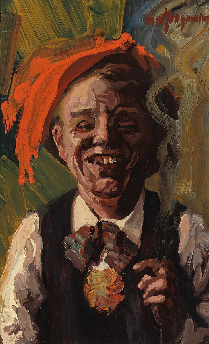 Zelfportret met rode feestmuts