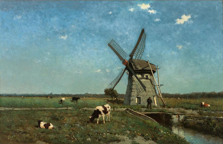 Landscape with windmill near Schiedam
