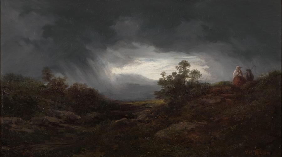 Rising Storm above a Hilly and Wooded Landscape