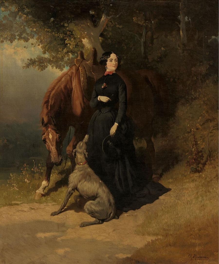 A Horsewoman Standing in a Landscape