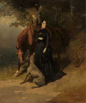 a-horsewoman-standing-in-a-landscape
