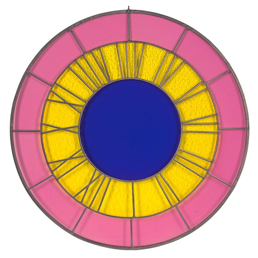 pink yellow blue clock