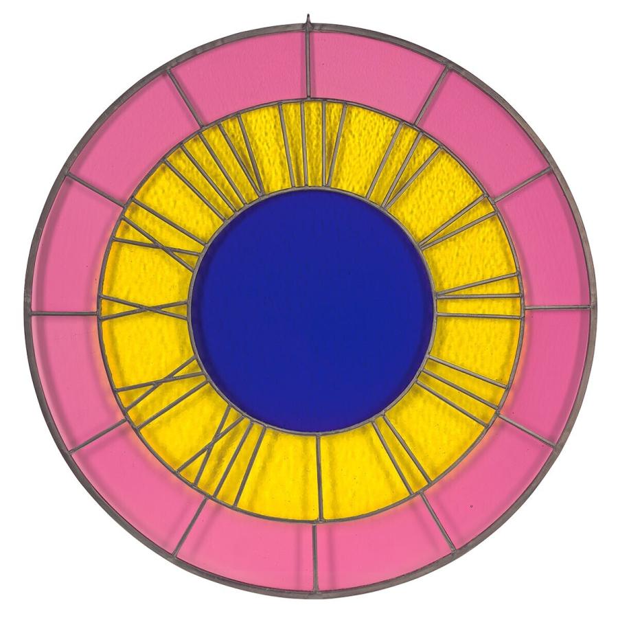 pink yellow blue clock (roze gele blauwe klok)