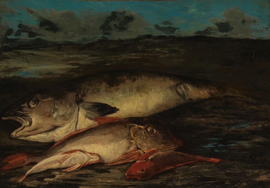 Vissen op het strand (kabeljauw en knorhanen)