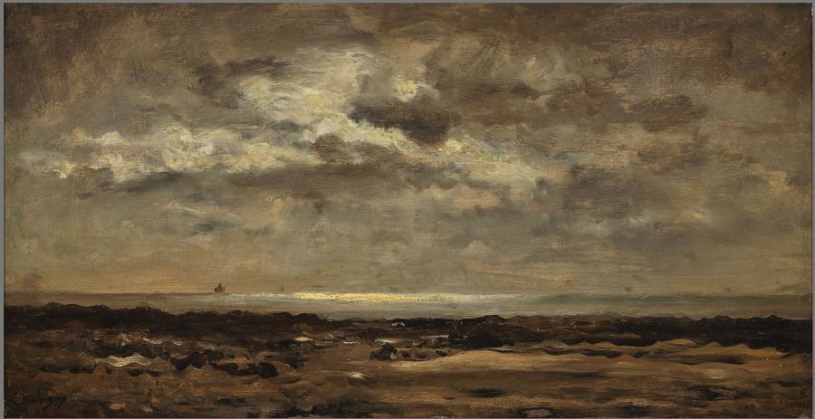 Moonlit view of a beach