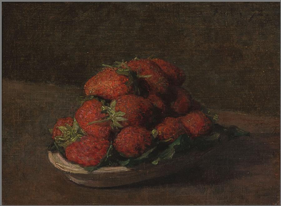 Aardbeien in een aardewerk schoteltje