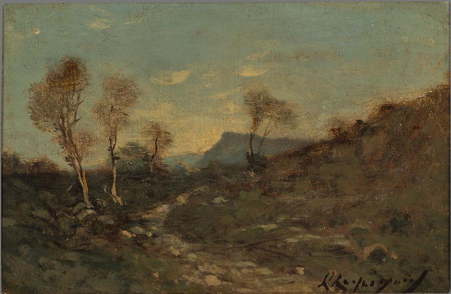 Hilly landscape with birches