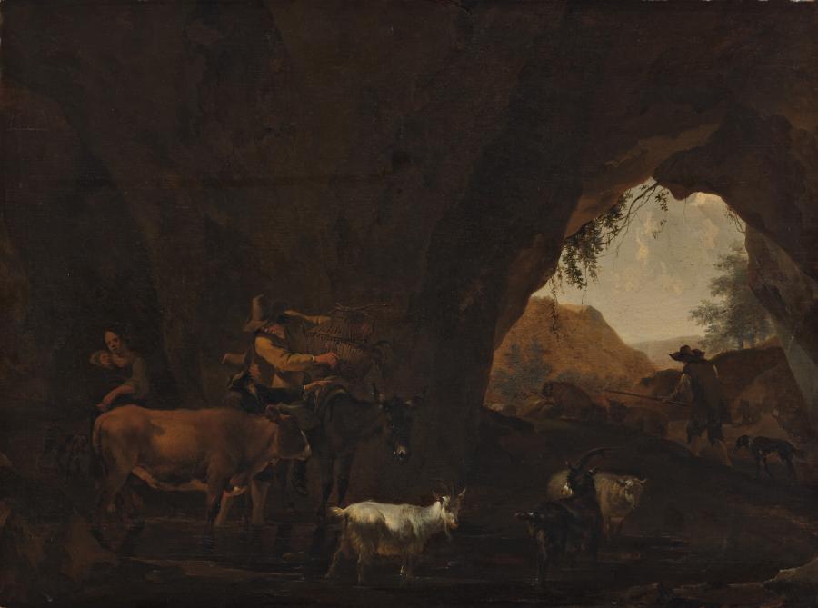 Cave with shepherds and cattle