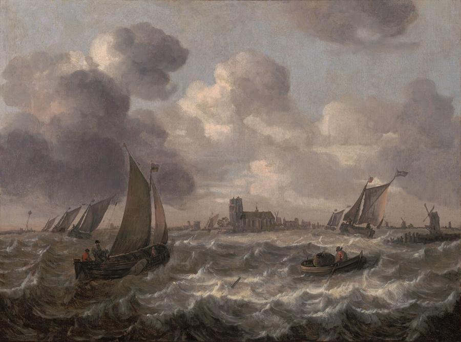 Riviergezicht met Dordrecht in het verschiet