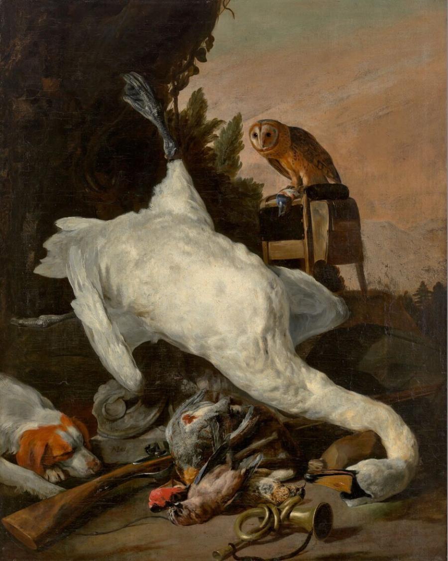 Hunting Still Life with a Swan
