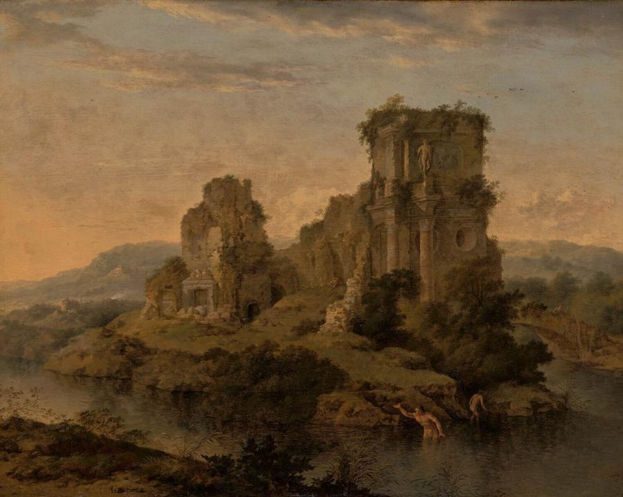 Italianate Landscape with Bathing Figures