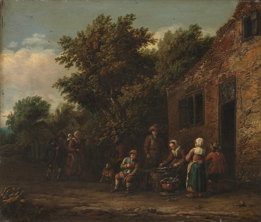De pannenkoekenbakster in de buitenlucht