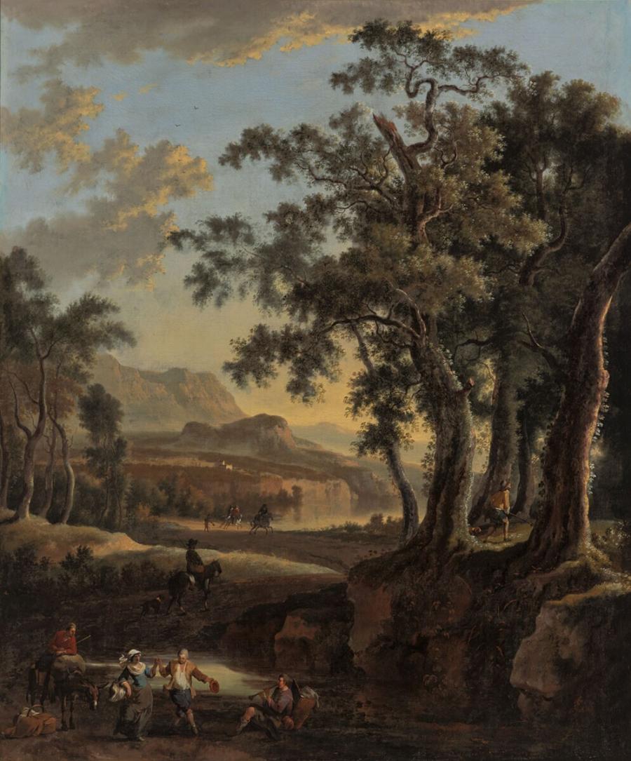 Italianate Landscape by Evening with Dancing Couple