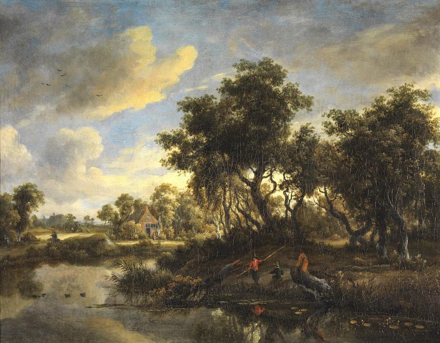 Zonnig landschap met boerenwoning