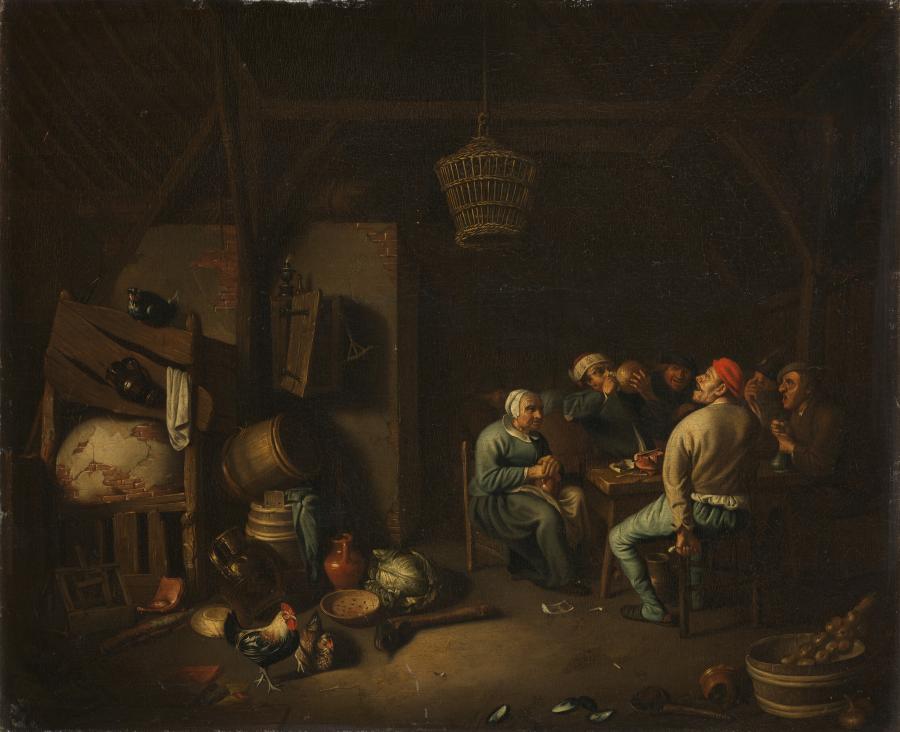 Interior of a Barn with a Company at Table (Twelfth Night)
