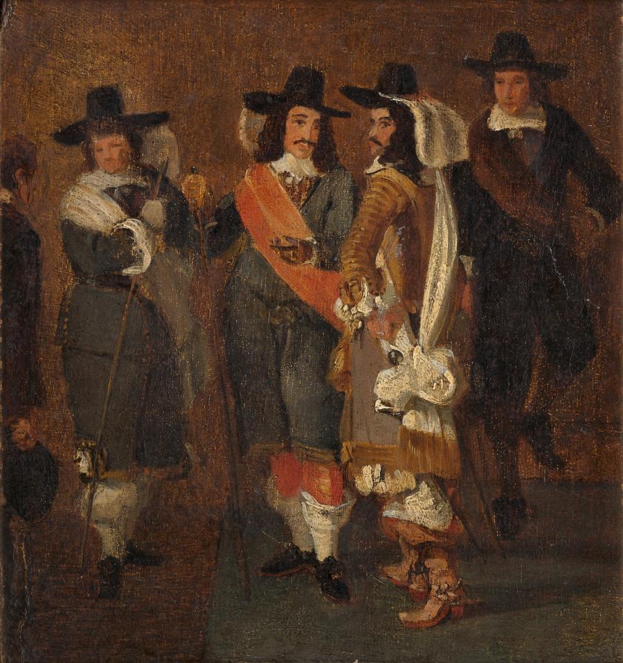 Officers of the Miltia of Rotterdam before the City Hall
