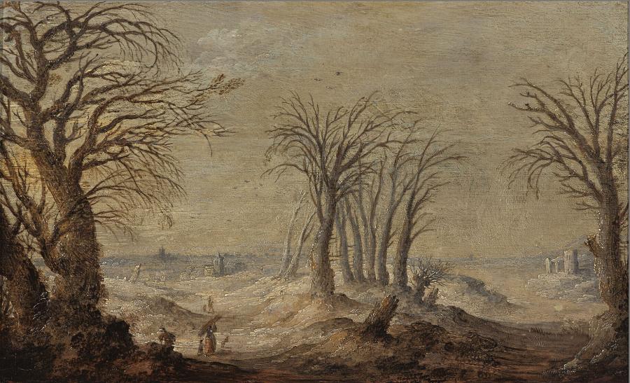 Winterlandschap met kaal geboomte
