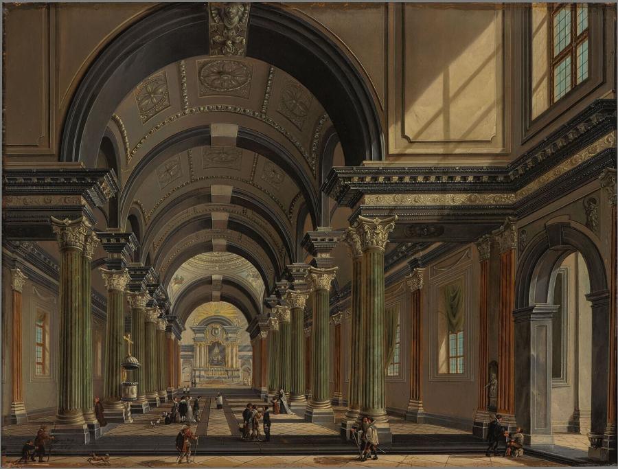 Interieur van een kerk in Renaissance-stijl