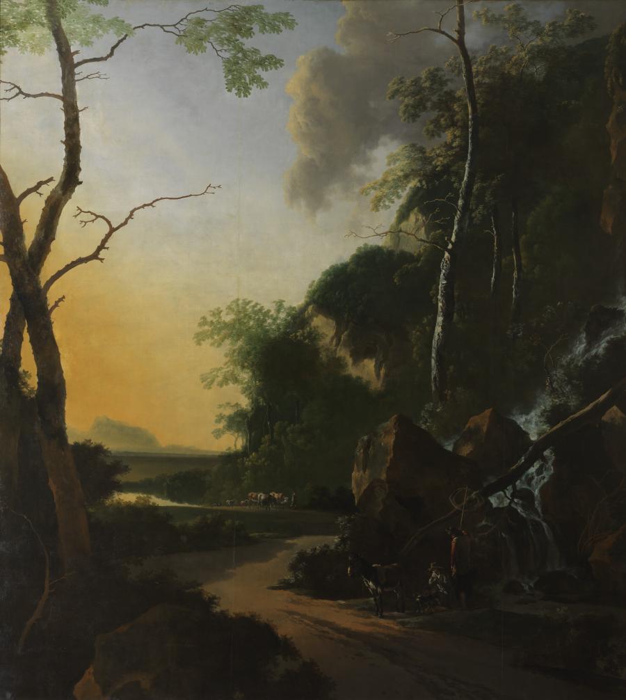 Italianiserend landschap met kreeftenvissers
