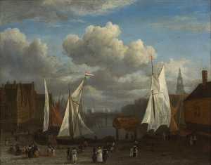 gezicht-op-het-damrak-met-op-de-voorgrond-de-dam-te-amsterdam