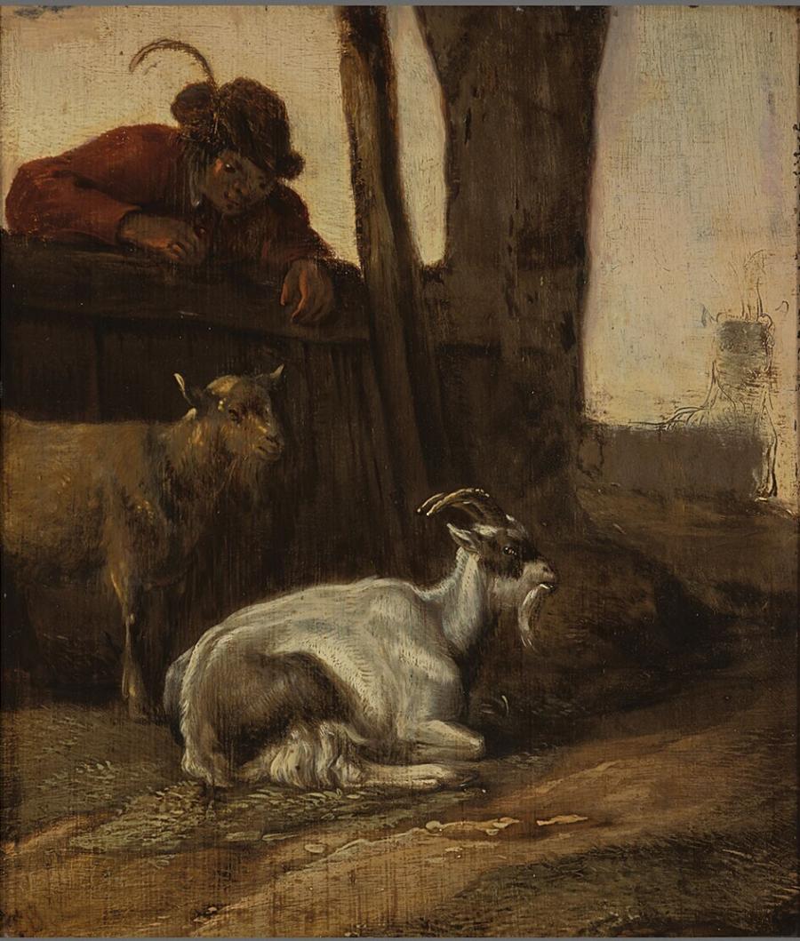 A young Man with two Goats