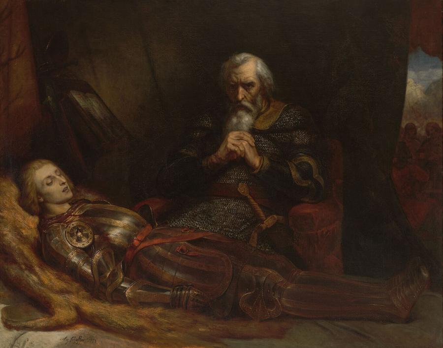 Count Eberhard of Württemberg Mourns next to the Body of his Son