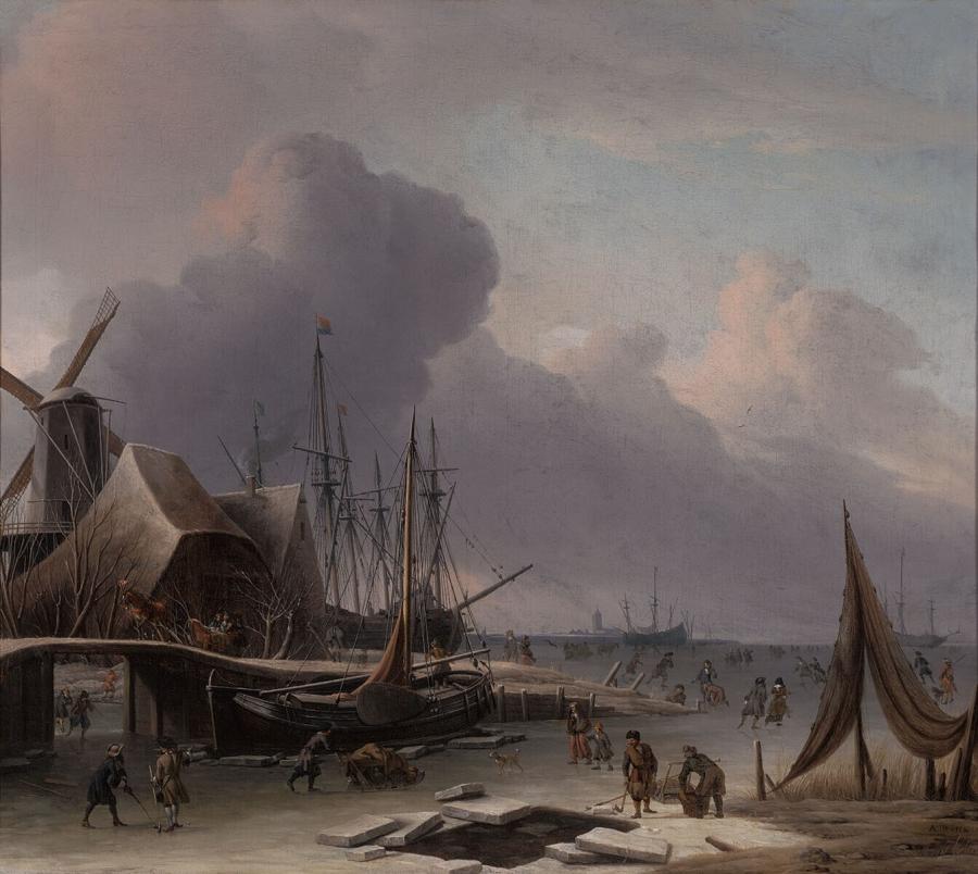 Hollandse haven in de winter