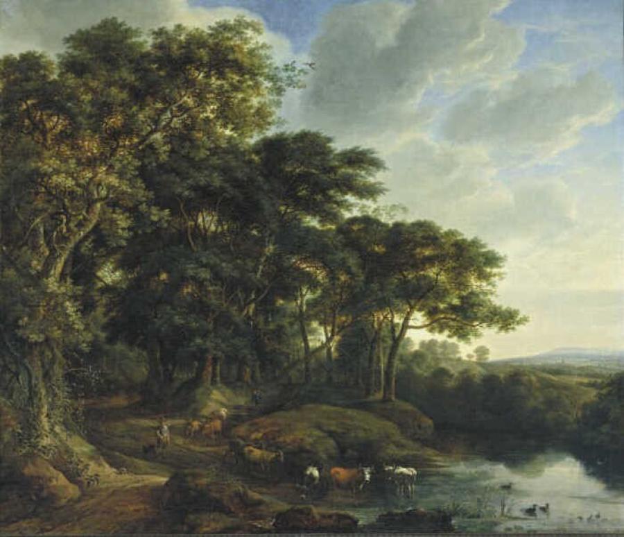 Edge of a Wood with a Stream and Cattle