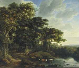 edge-of-a-wood-with-a-stream-and-cattle