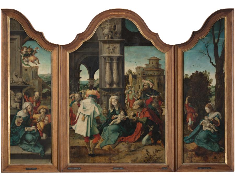 Triptych with the Adoration of the Magi, the Adoration of the Shepherds and the Rest on the Flight into Egypt