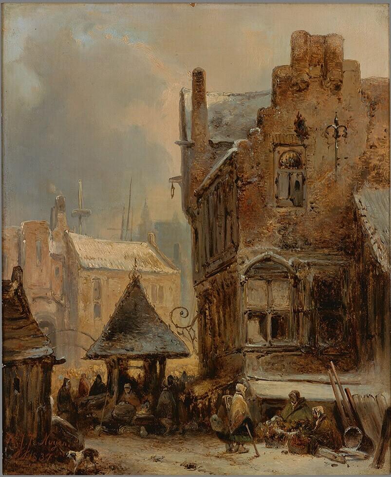 Stadsgezicht bij winter