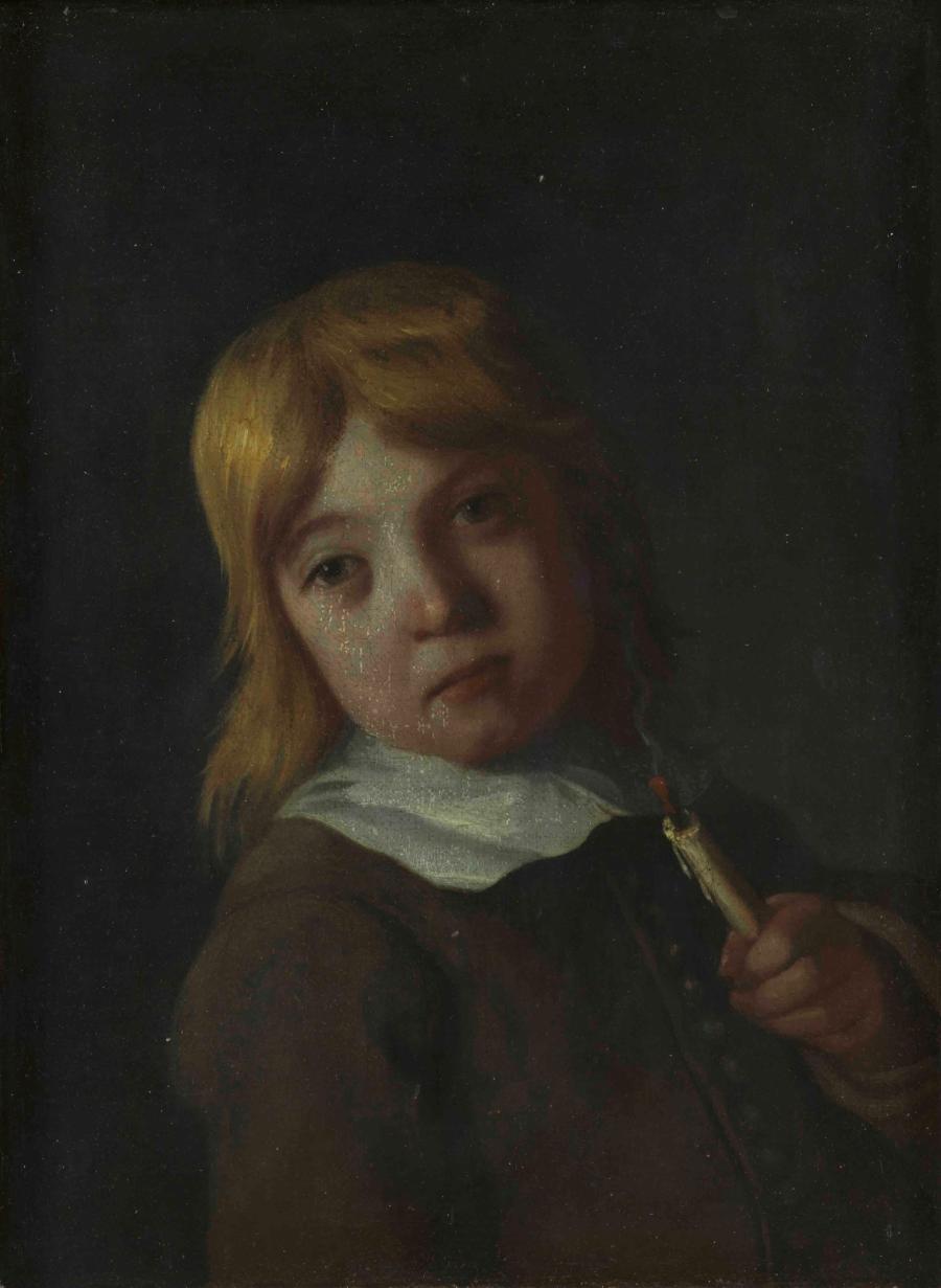 A boy with an extinguished candle - smell