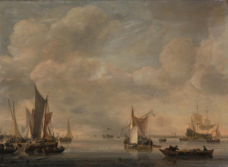 River Scene with Sailing Boats