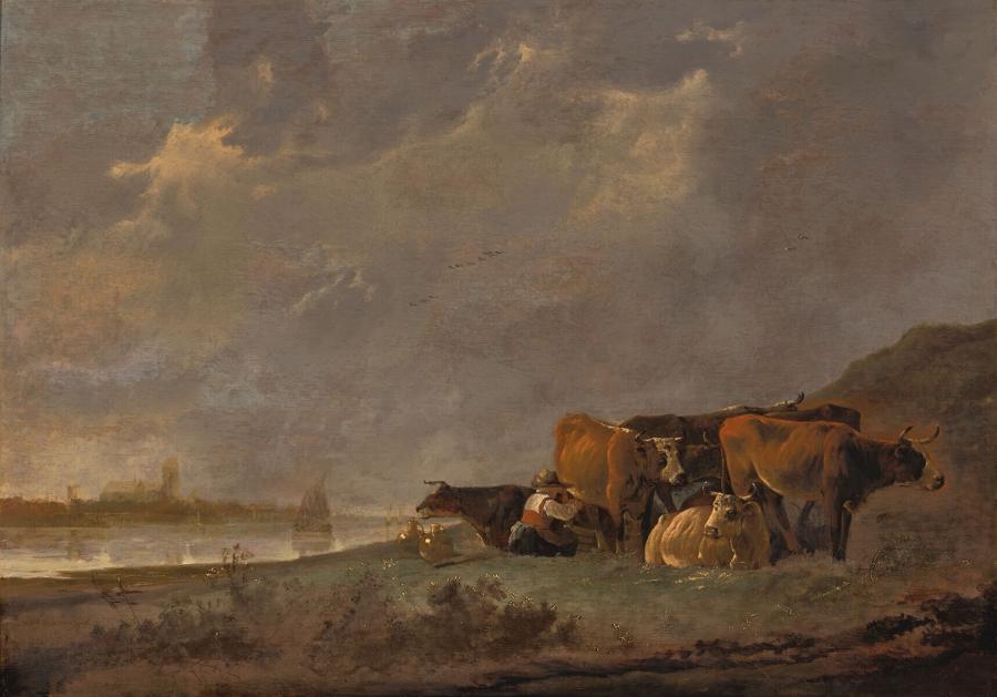 De melkmeid aan de oever van de Oude Maas
