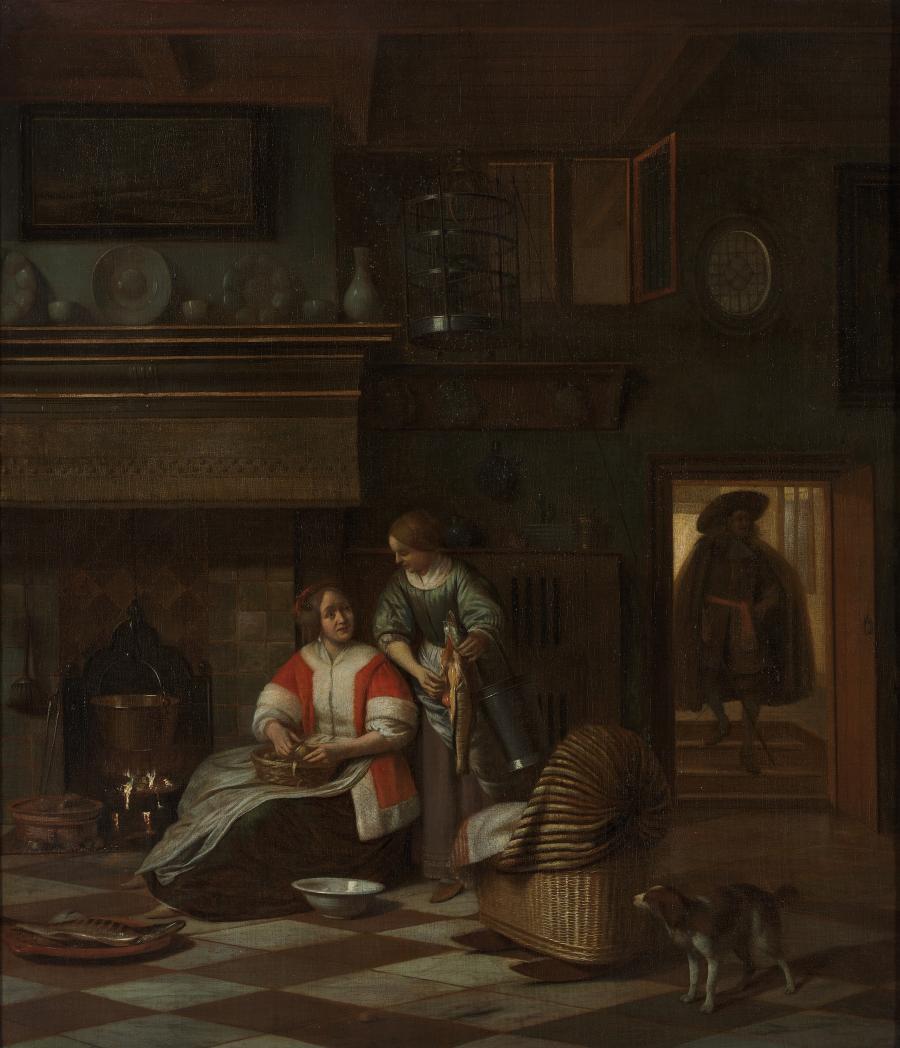 A Woman and a Maid with a Fish in an Interior