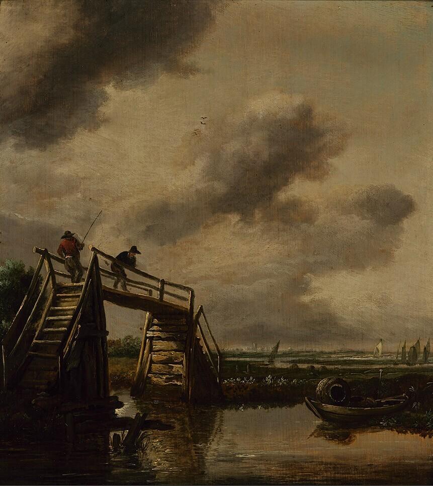 Anglers on a Small Wooden Bridge