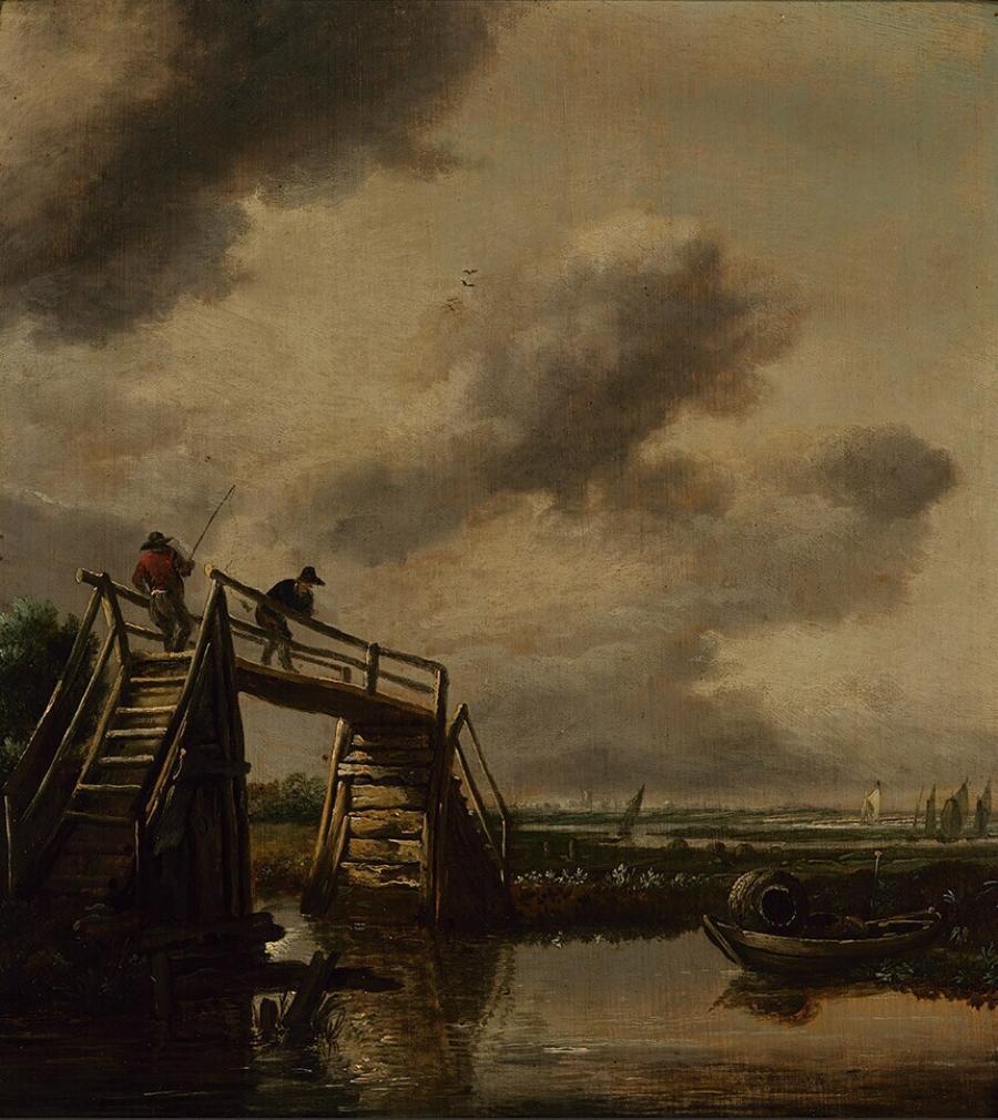 Hengelaars op een houten bruggetje