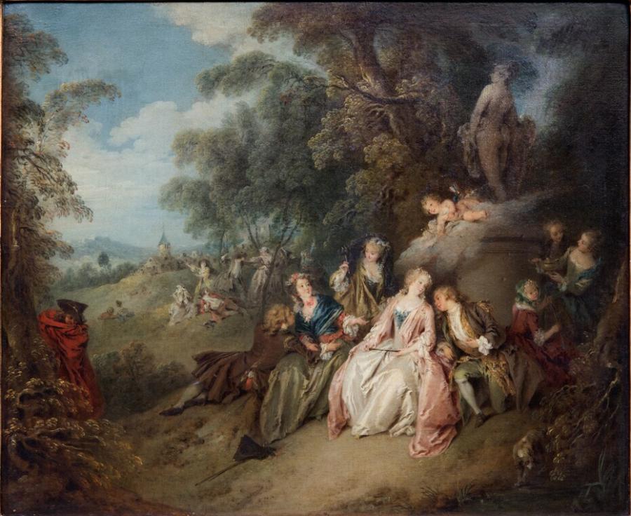 Pastoral Feast near a Statue of Venus