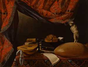 still-life-with-musical-instruments-books-and-sculpture