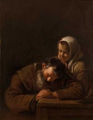 slapende-oude-man-en-meisje