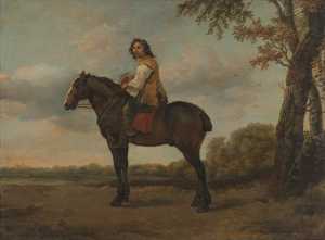 een-ruiter-op-een-bruin-paard