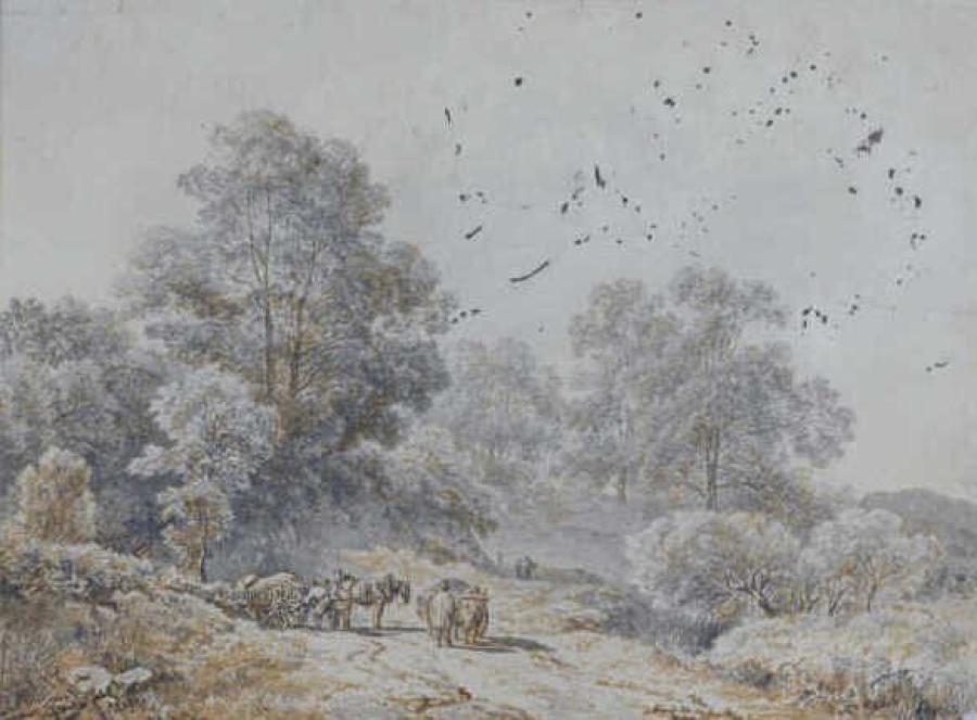 Horse-Cart and an Ox-Car on a Forest Road Possibly near the Village Beek near Nijmegen Nijmegen (Gelderland Province)