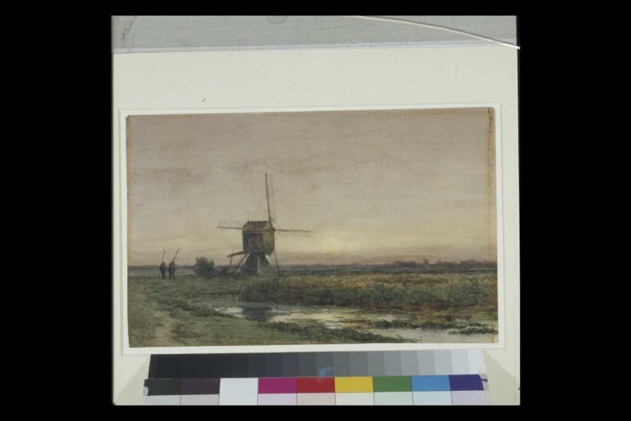 Landscape with Windmill at Sunset