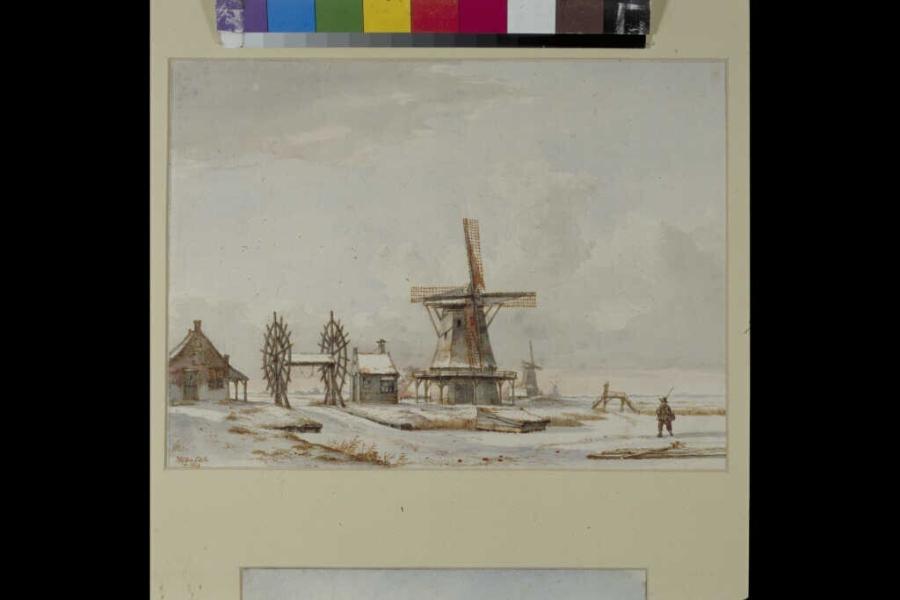 Winter Landscape with Roller near a Windmill