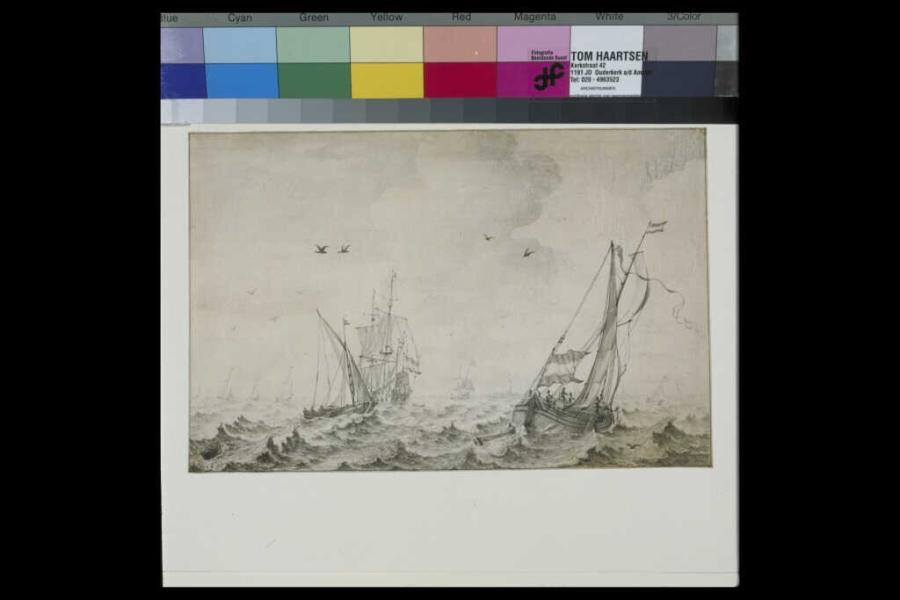 Ships at Sea Near a Harbour