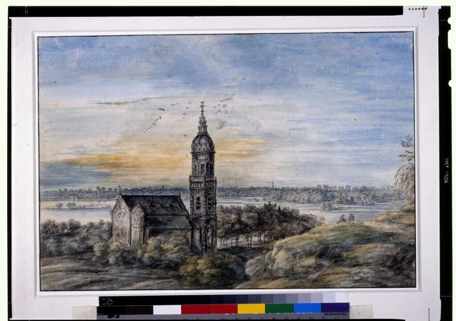 Panoramisch landschap met de Carolus Borromeuskerk van Antwerpen