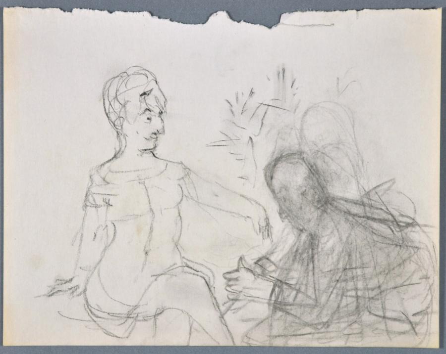 Man kust de hand van een vrouw (Kokoschka?)