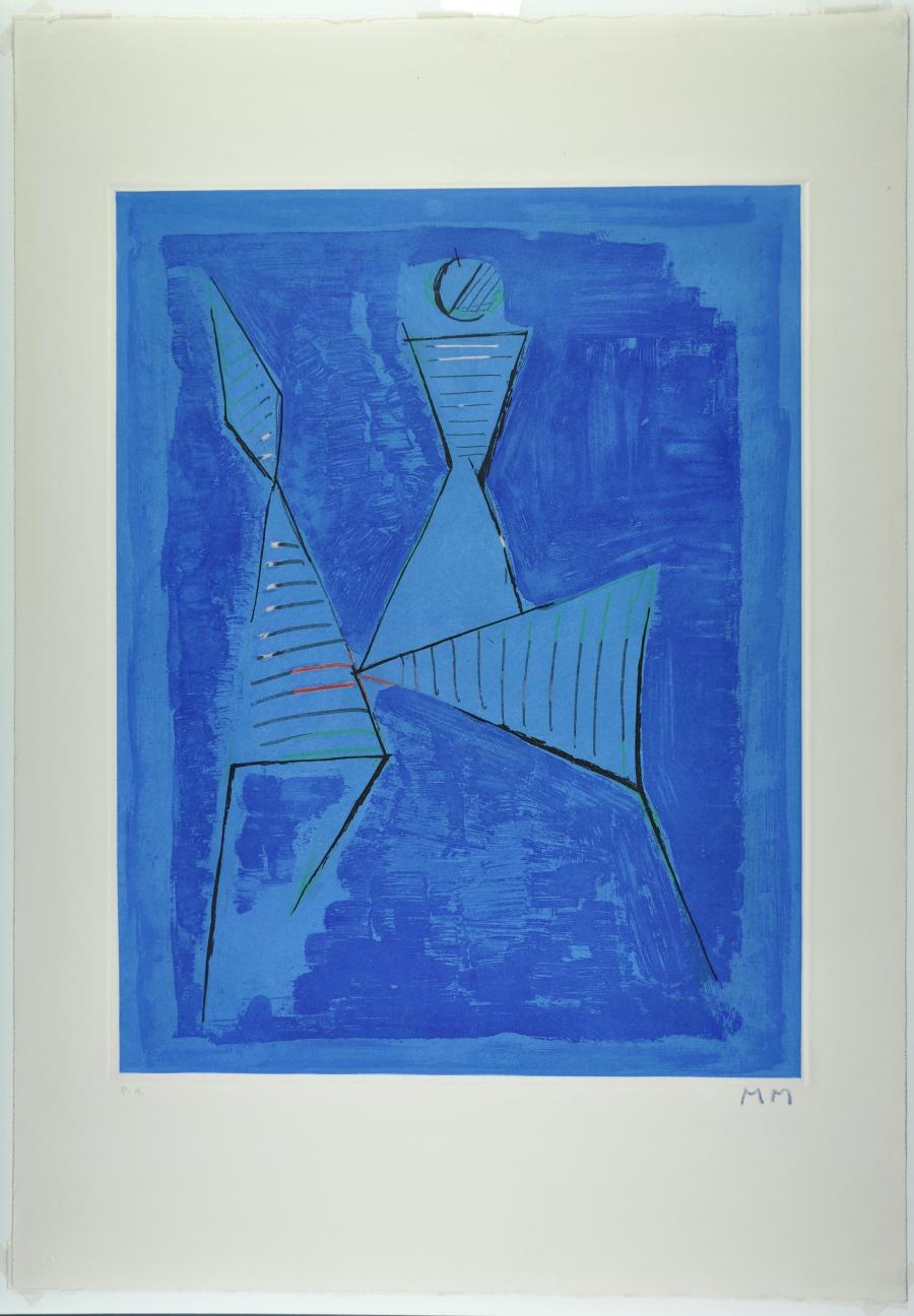 Abstract composition with rider and horse